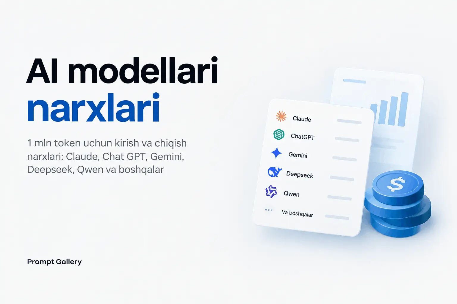 AI modellari API token narxlari taqqoslovi 2026